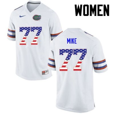 Women's Florida Gators #77 Andrew Mike NCAA Nike White USA Flag Fashion Authentic Stitched College Football Jersey QNN5862QA